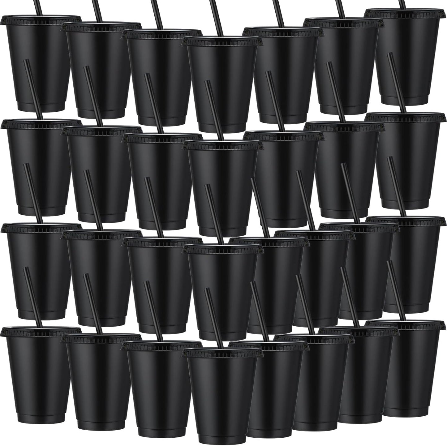 Sieral 30 Pack Cups with Lids and Straws Kids Tumbler with Straw Reusable Water Bottle Iced Coffee Travel Mug Adults Plastic Cups for Parties 16 oz (Candy Colors)