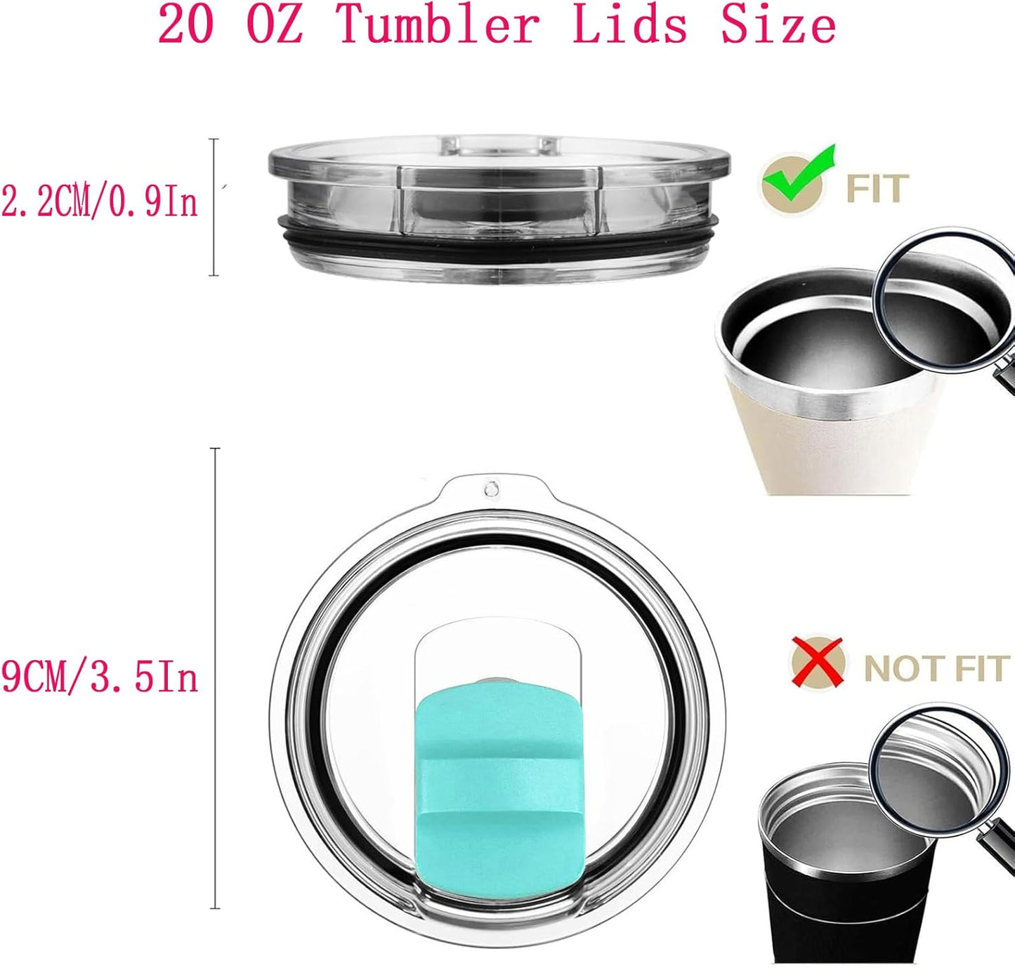 30 oz Tumbler Lids for Yeti, 2 Pcs Replacement Magnetic Spill-Resistant Lids for Yeti 30 oz, 32 oz Tumbler, 14 oz Mug and 35oz Straw Mug with Magnetic Slider Switch, BPA Free