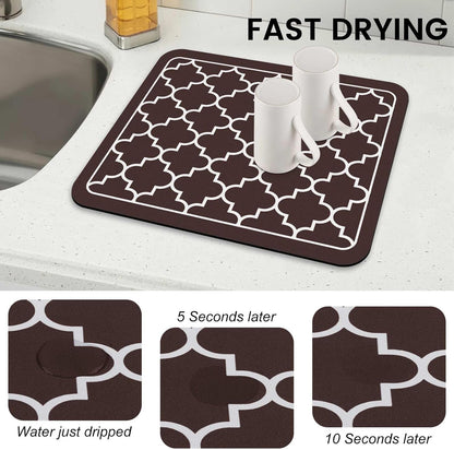 WISELIFE Dish Drying Mat Super Absorbent Drying Mat Large Dish Drying Mats for Kitchen Counter Easy Clean Dish Mat Kitchen Drying Mat15"x 18" Stylish Grey