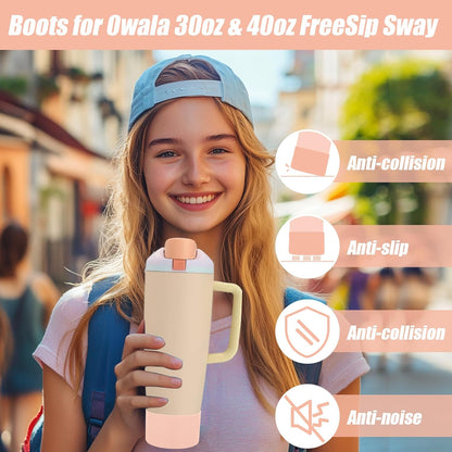 Mity rain 2PCS Protective Silicone Boots for Owala 30oz & 40oz FreeSip Sway Bottles & Tumblers - Accessories for owala, Enhances Stability & Prevents Scratches(Black Cherry)