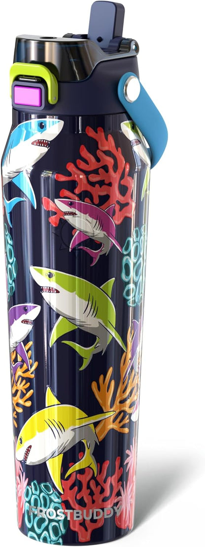 Frost Buddy 24oz Insulated Water Bottle with Straw & Chug Lid | Leak-Proof Stainless Steel | 24-Hours Cold | Sweat-Proof, Cup Holder Friendly | Ideal for Gym, Travel, Sports & Everyday Hydration - Colors B