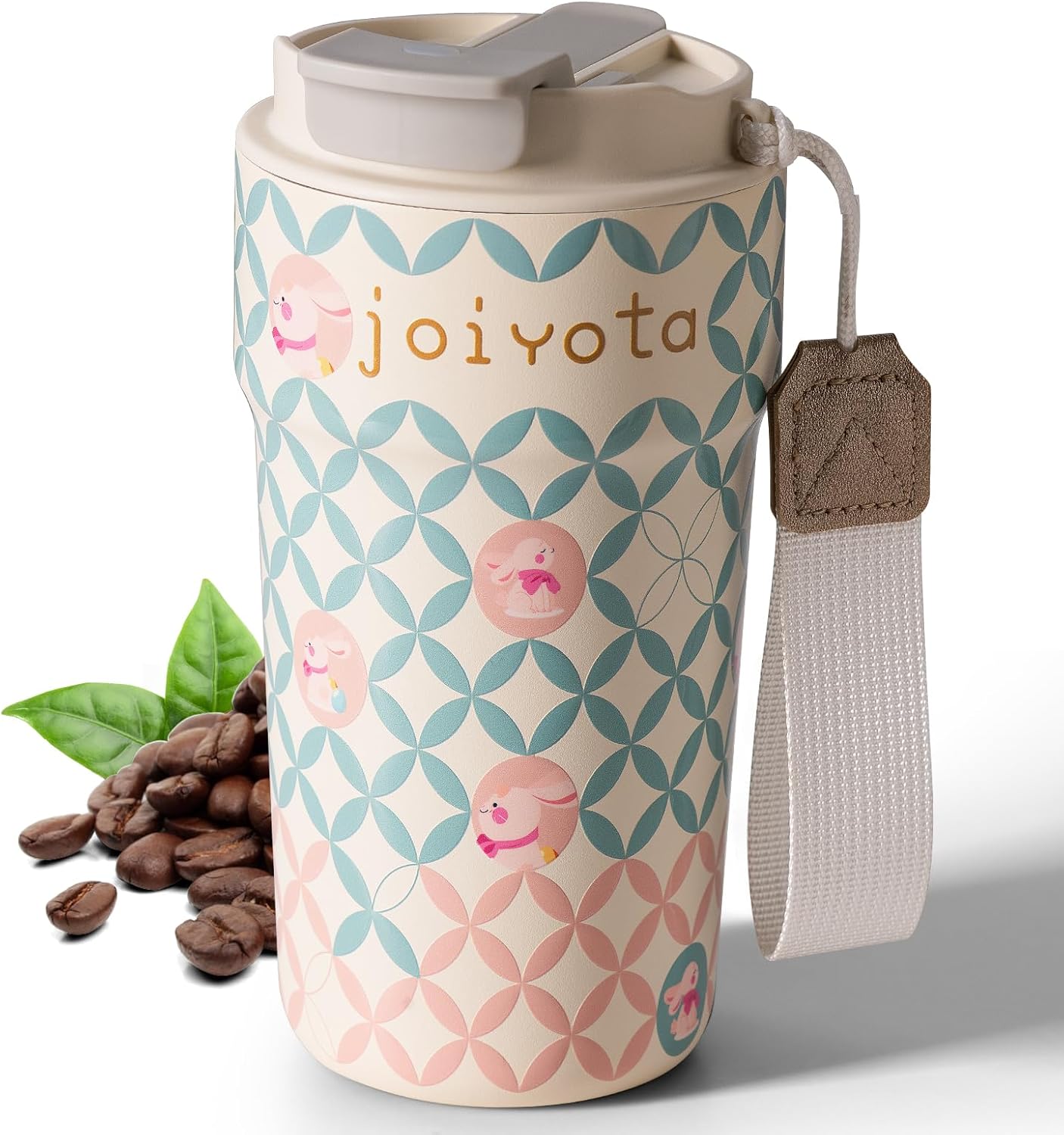 20oz Artic Ceramic Lined Coffee Tumbler, 3D Floral Print Design, Insulated Stainless Steel Travel Mug with Lid and Straw, BPA-Free Leak-Proof for Hot & Iced Coffee Tea, Unique Gifts for Women