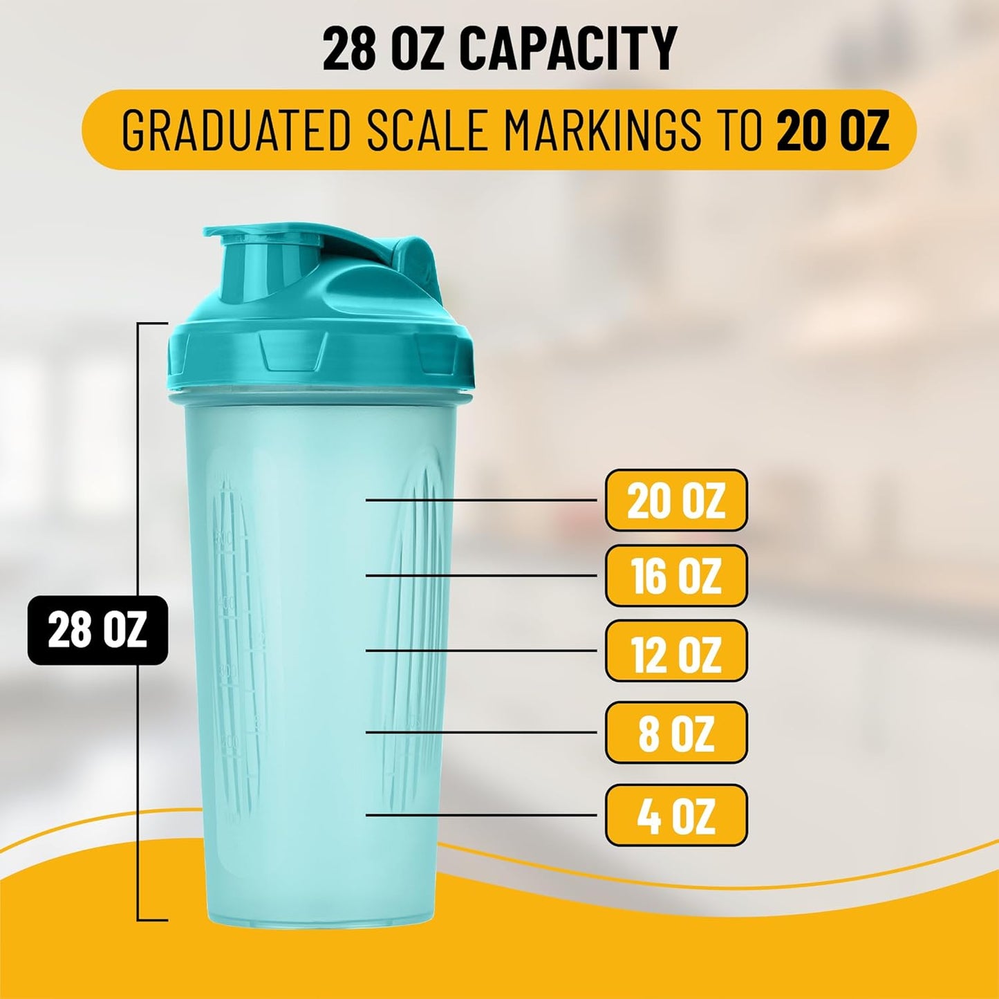 Mr. Pen- Shaker Bottles for Protein Mixes, 28 oz, Leak Proof Shaker Cups with Stainless Steel Wire Whisk Ball for Protein Shakes and Pre Workout