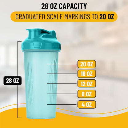 Mr. Pen- Shaker Bottles for Protein Mixes, 28 oz, Leak Proof Shaker Cups with Stainless Steel Wire Whisk Ball for Protein Shakes and Pre Workout