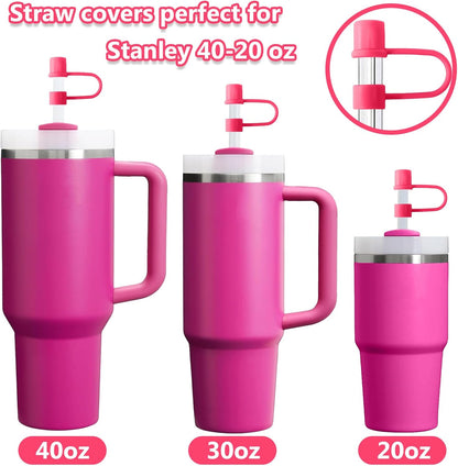 6PCS Silicone Straw Covers Cap Compatible with Stanley Cup 30-40 oz Tumbler with Handle 10mm Straw Toppers，Dust-Proof Reusable Straw Cover for Stanley Cup Accessories (Black)