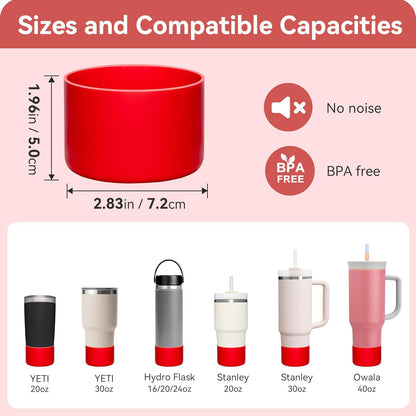 2 Pack Silicone Boot Protectors | Compatible with YETI Rambler 20/30oz, 10oz Tumbler, 20/30oz Travel Mugs | Universal Fit for 2.75-2.85" Base | BPA-Free | Dishwasher Safe (Canyon Red)