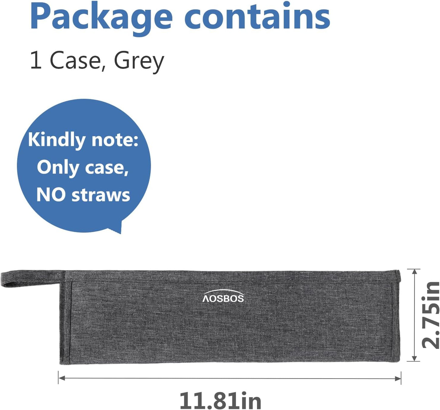 Aosbos Reusable Straws Carrying Case, Portable Small Pouch for Metal, Paper, Plastic, Silicone Disposable Straws, Stainless Steel Chopstick - Black