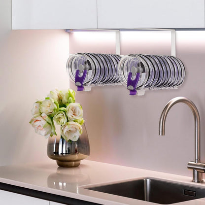 Tumbler Lid Organizer, Horizontal Tumbler Lid Storage Hook Up to 10 Lids, Space Saving Cup Lid Holders Under Cabinet Tumbler Lid Hook for Kitchen Organizer and Storage,Hanging Paper Towel Rack Hanger