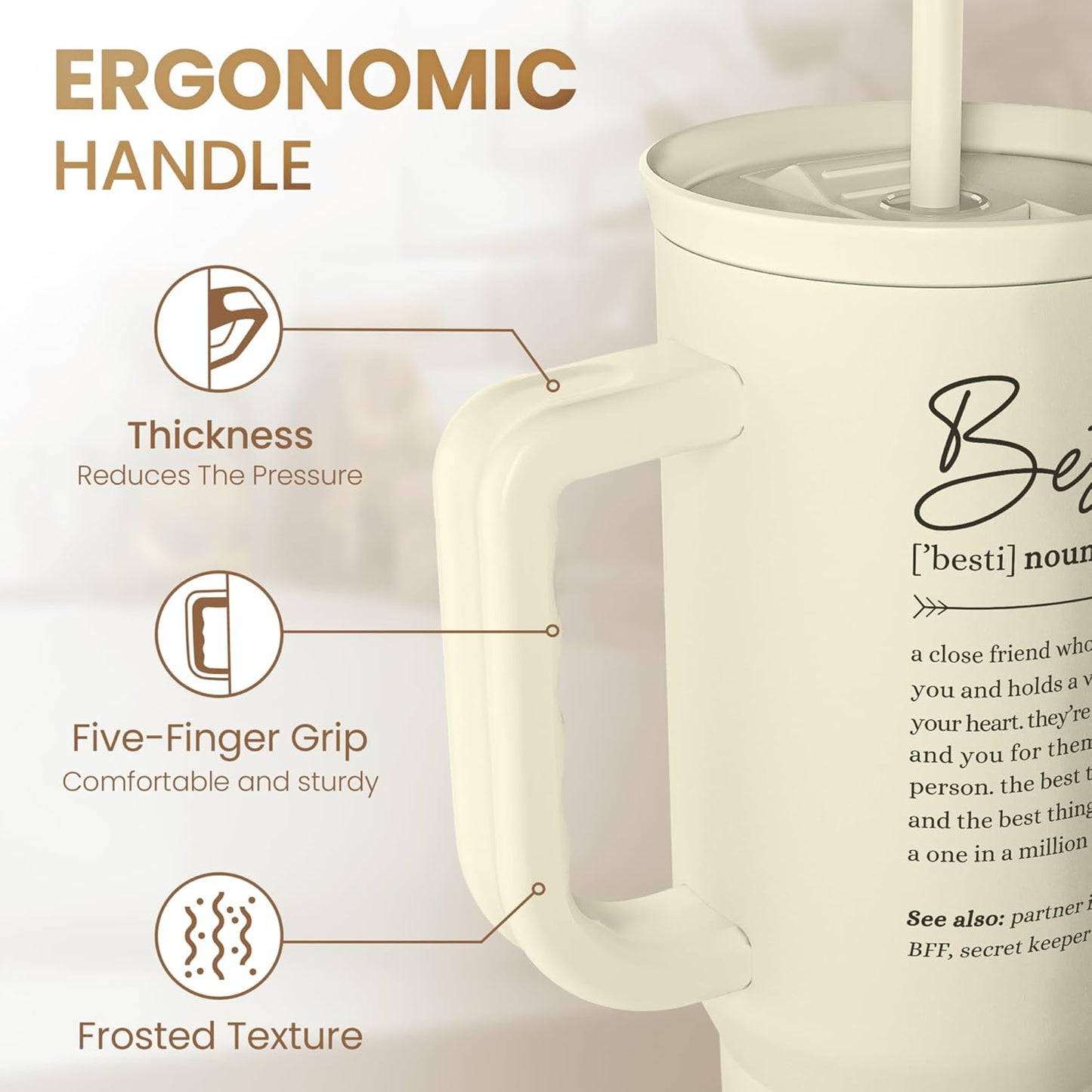 Floral Tumbler with Handle 40oz, Stainless Steel Insulated Tumblers Coffee Travel Mug Cup with Straw, Flower Coffee Cup Gifts for Women Girls, Gift for Her on Christmas Birthday Mothers Day