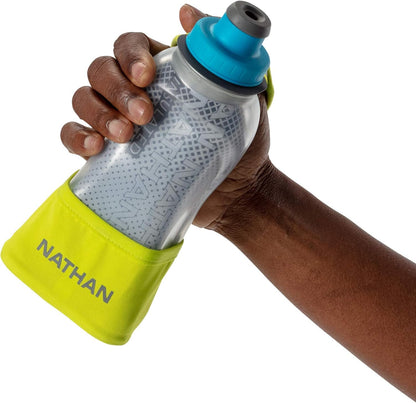 Nathan Running Handheld Water Bottle Adjustable No-Grip Quick Squeeze Lite Hand Strap. Reflective Hydration