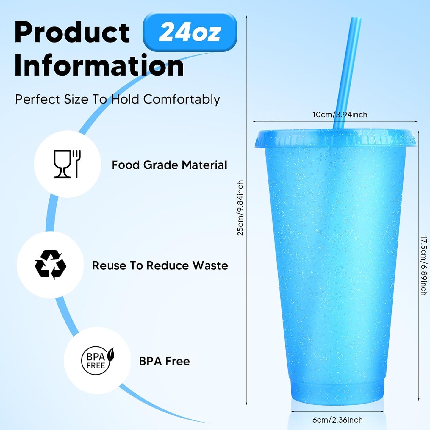 24 Pack Plastic Tumblers with Lids and Straw, Reusable Cups with Lids and Straws Colorful Cups for Cold Drink Iced Coffee, Plastic Tumbler Bulk for Party Birthday Gifts (24 oz, Stylish Colors)