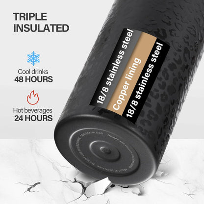 KXIAOCHEN Insulated Water Bottle With Strap, Cold For 48 Hrs Leak Proof, Triple Wall Stainless Steel Sports Water Bottle With Straw And Spout Lid For Gym Hiking Travel
