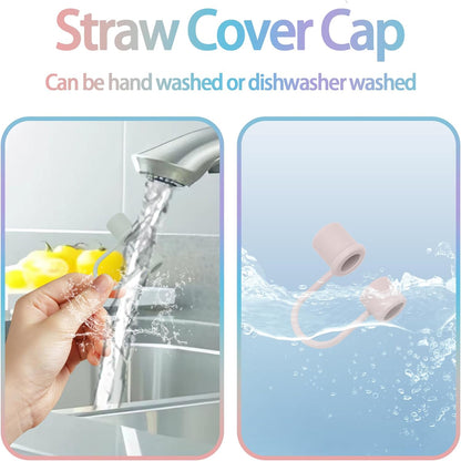6PCS Silicone Straw Covers Cap Compatible with Stanley Cup 30&40oz Tumbler with Handle 10mm Straw Toppers，Straw Tips Lids Dust-Proof Reusable for Stanley Cup Accessories (White)