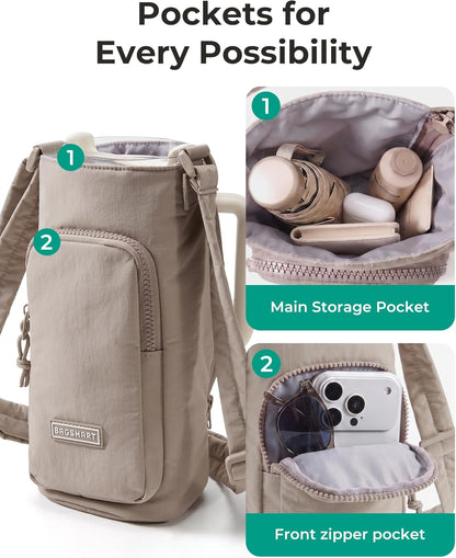 BAGSMART 40oz Magnetic Water Bottle Holder with Strap, Drink Carrier Bag Crossbody Gym Bag, Gym Accessories for Women/Men