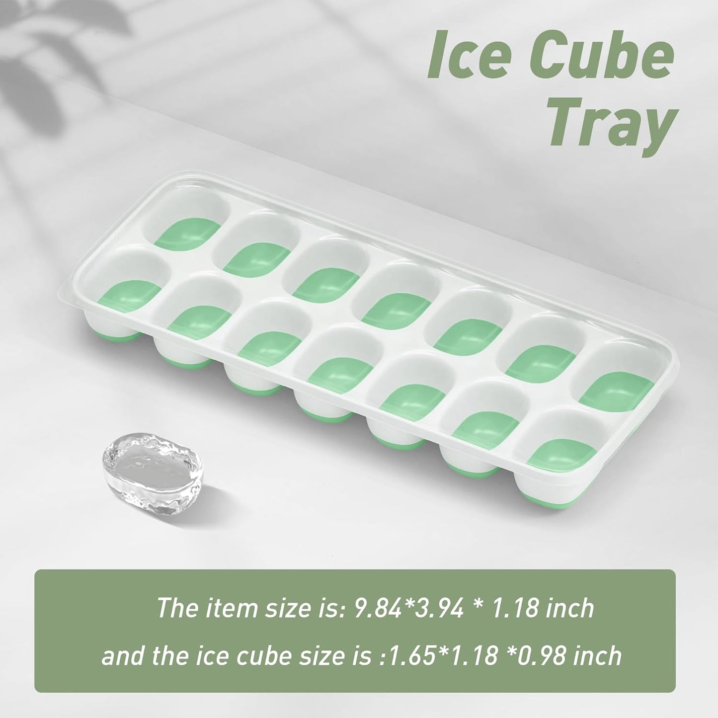 ChefAide 4‑Pack Ice Cube Trays with Lids, 56‑Cube Total Stackable Freezer Ice Trays, Durable Silicone & Plastic Easy‑Release Ice Molds for Cocktails, Coffee & Drinks
