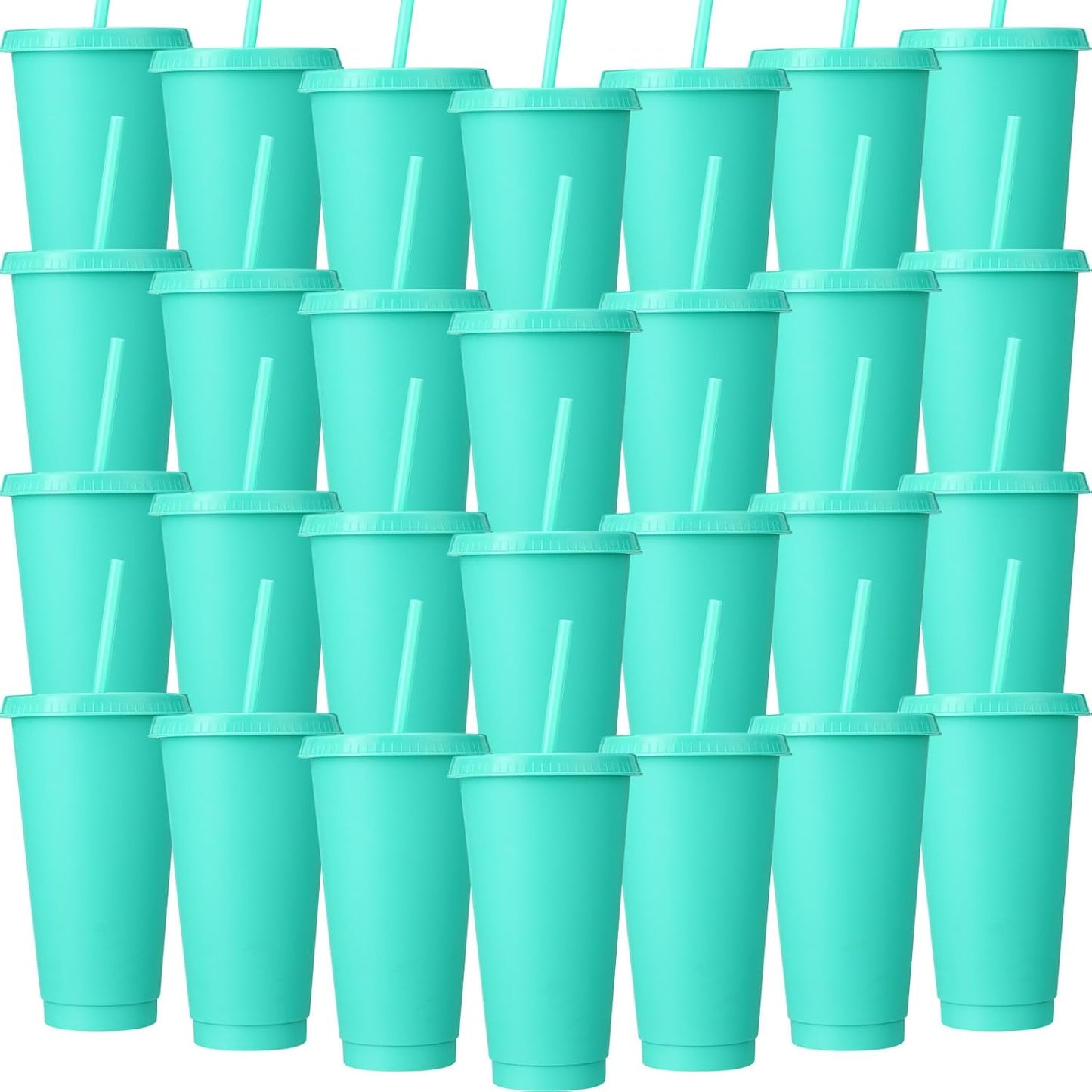 Honeydak 15 Pack Tumbler with Straw and Lid Bulk Cups for Gifts Water Bottle Iced Coffee Travel Mug Cup Reusable Plastic Tumblers for Party Birthdays 24-27 oz (Solid Color)