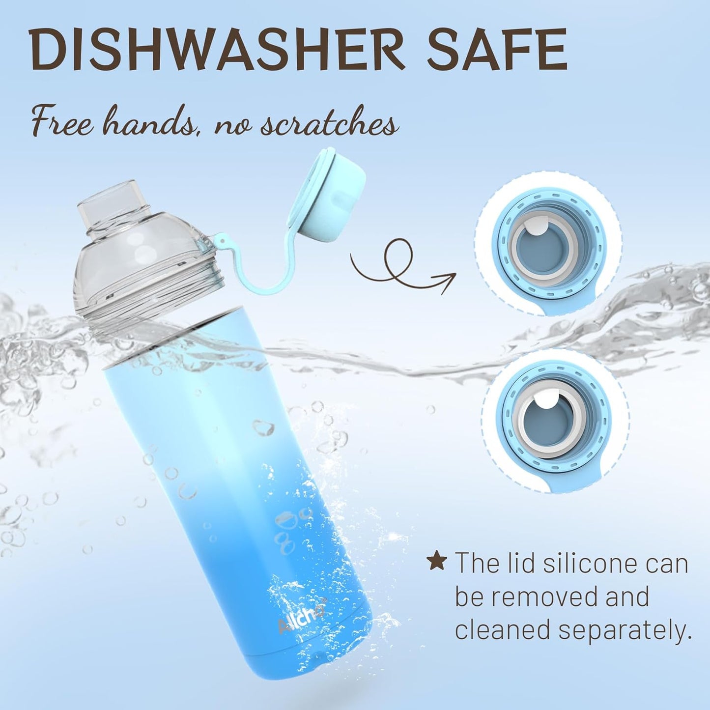 Allcho Insulated Water Bottle for Women, 18oz Stainless Steel Leak Proof Tumbler with 2 Lids, BPA-Free Tritan Chug & Straw Lid, Double Wall Vacuum Flask