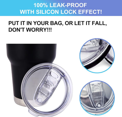 2 Replacement Lids for Stainless Steel Tumbler Travel Cup - Fits OF Inner diameter 3.7 to 3.74 INCH Yeti Rambler and others (Transparent) (30 OZ)