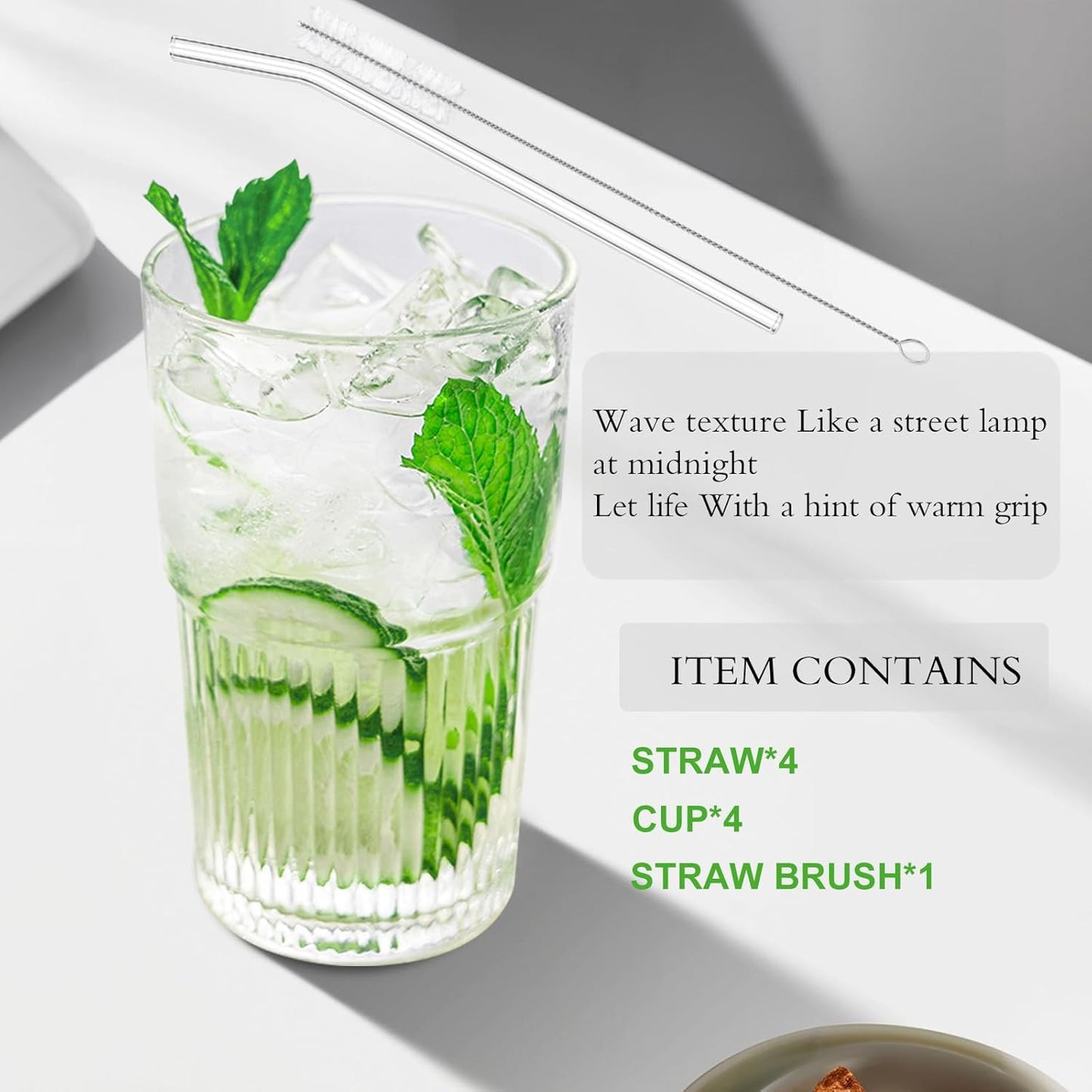 Luiaiog 20 oz Glass Cups with Lids and Straws – Single Reusable Tumbler, Thickened Shatter-Resistant Glass, Ideal for Iced Coffee, Smoothies, Cocktails, Juices – Elegant & Durable Drinkware