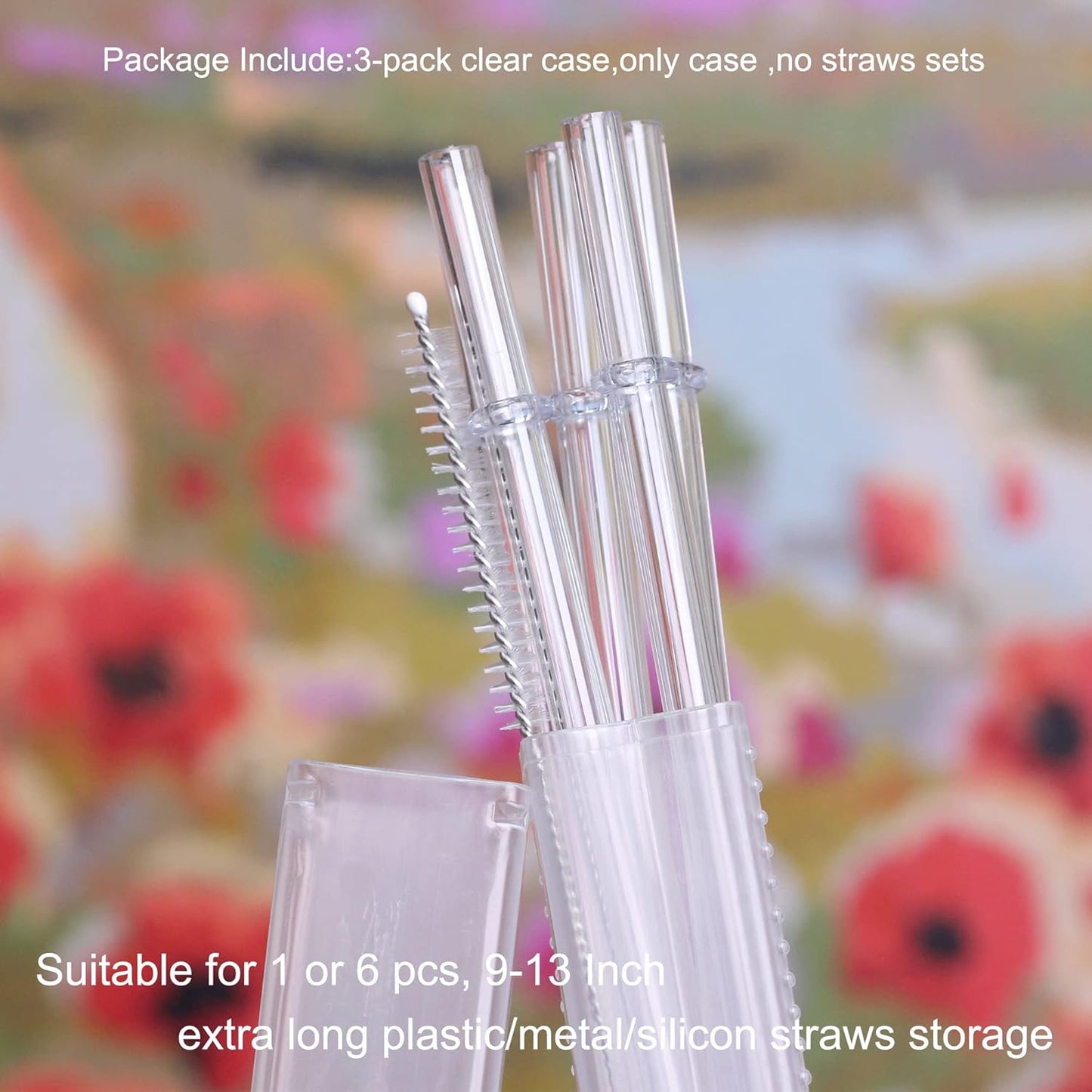 Dakoufish Plastic Straw Carrying Case,3Packs Reusable Collapsible Boxes for 9-13 Inch Straight Drinking Straws Storage Perfect for Travel, Gifts.
