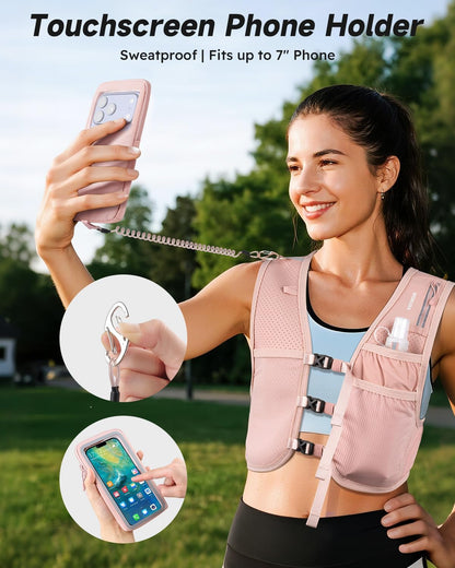MOKURA Running Vest for Women Men, Lightweight Hydration Vest with 500ML Soft Flask & Phone Holder, Reflective Running Backpack, Adjustable Run Pack Water Bottle, Runner Marathon Essentials