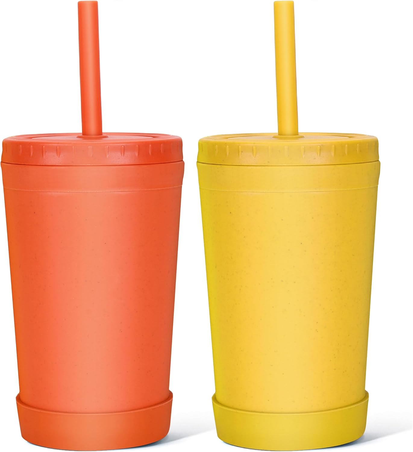 Homestockplus Reusable Wheat Straw Cups with Lids and Silicone Straws, 10 Oz Chip Resistant E-Co Friendly Small Water Cups for Milk, Drinks, Smoothies - 4 Colors
