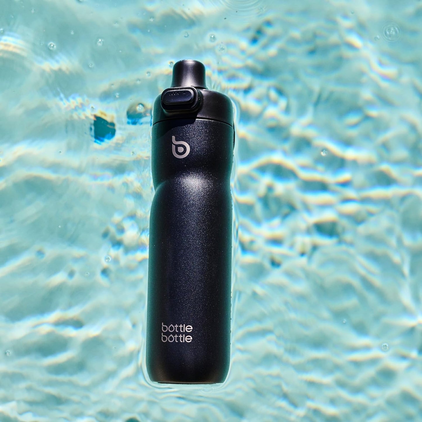 BOTTLE BOTTLE Insulated Water Bottle 24 oz with Handle and Flip Tops Lids Stainless Steel Water Bottle Push Button Lid Leak proof Portable for Running Travel Sports Hiking blue
