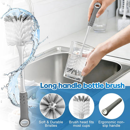 14Pcs Bottle Brush Cleaner Set, Long Handle Bottle Brushes, Sponge Brushes, 3-in-1 Water Bottle Cleaner Brushes and Straw Brushes for Water Bottles, Cups and Straws Cleaning