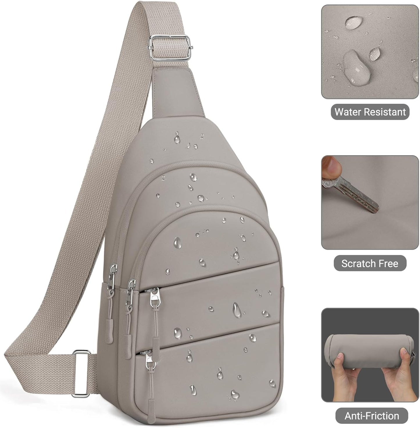Tuwubi Crossbody Bags for Women, Sling Bag for Men, Small Hiking Backpack Anti Theft Lightweight for Outdoors Travel (M, Black)