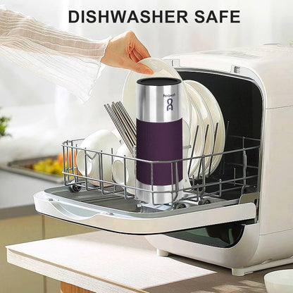 Travel Coffee Mug with 360°Lid, Travel Coffee Tumbler 16 oz Leak Proof, Stainless Steel Insulated Travel Mugs for Hot and Cold Spill Proof Leak Proof (Purple)