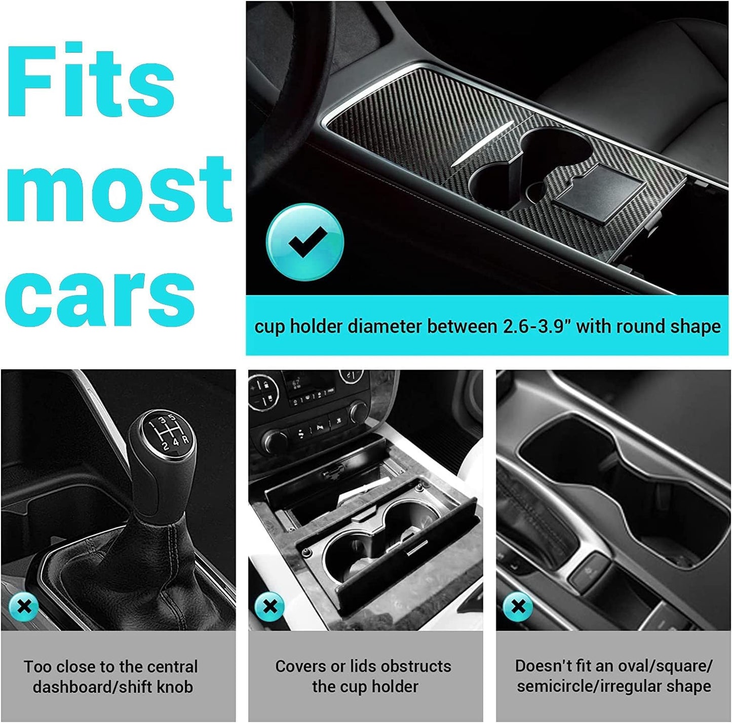 Kelofam Larger Cup Holder Tray, 10 inch Car Food Tray for Eating, Detachable 3 in 1 Car Cup Holder Expander and 360° Rotating Car Cup Holder Tray Table with Phone Holder, Road Trip Essentials