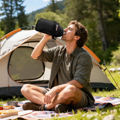 NATURE PIONEOR Water Bottle Holder with Adjustable Strap - 26/32/36/40/46/64oz Insulated Water Bottle Sling Carrier with Paracord Handle & 2 Pockets, Outdoor Sports, Hiking, Camping, Gym
