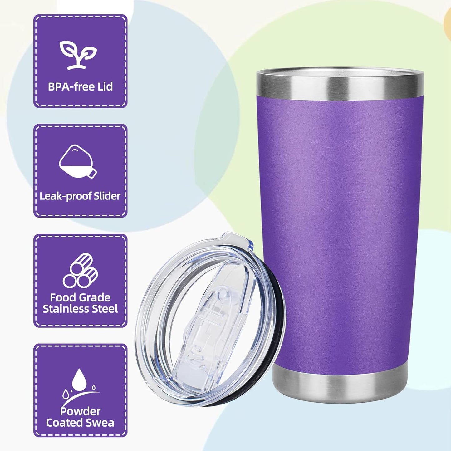 20oz Tumbler with Lid Stainless Steel Insulated Tumblers Travel Coffee Tumbler Bulk Double Wall Vacuum Insulated Water Cup Gifts for Christmas Women Men Her Him Home Office(Navy Blue, 1pack)