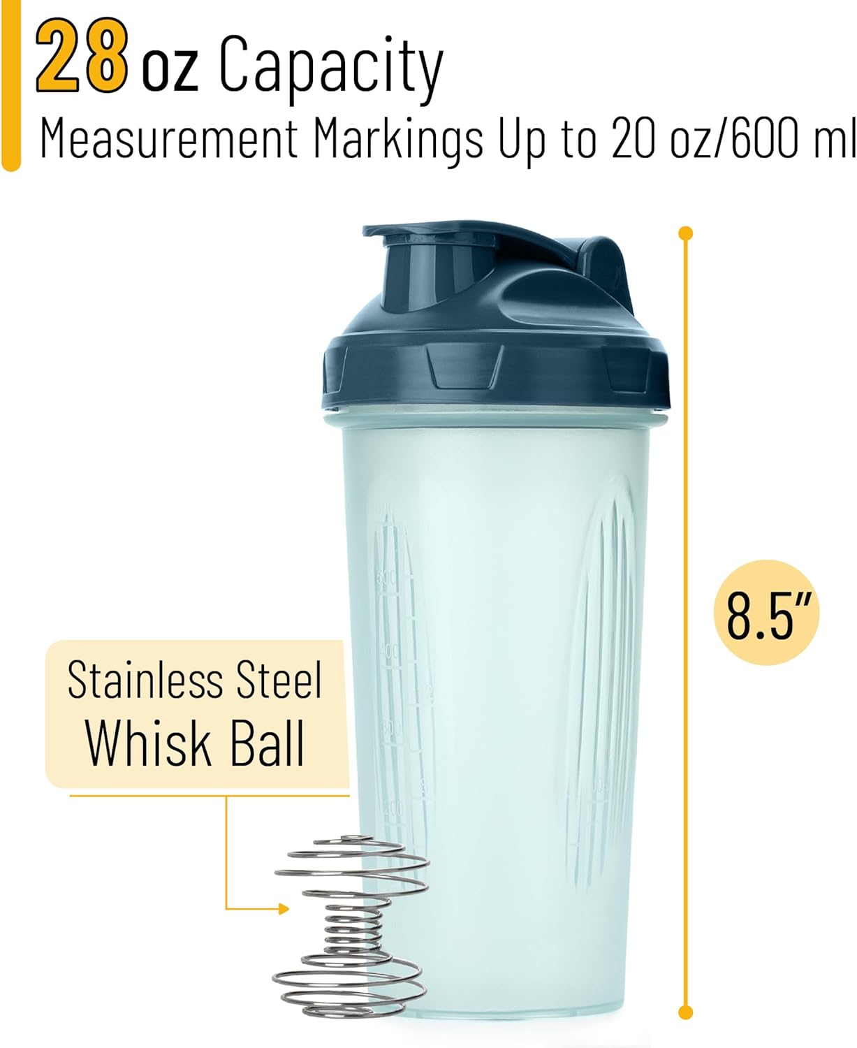 Mr. Pen- Shaker Bottles for Protein Mixes, 28 oz, Leak Proof Shaker Cups with Stainless Steel Wire Whisk Ball for Protein Shakes and Pre Workout