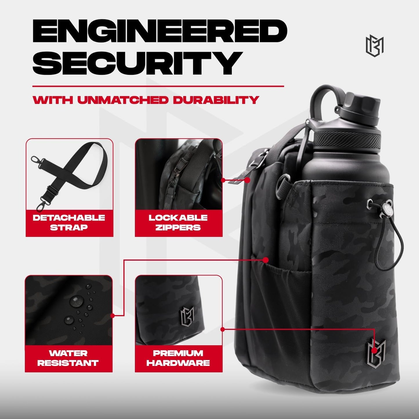 Magnetic Gym Bag for Men and Women – Sling Bottle with Magnetic Attachment | Water Bottle Holder, Gym Pouch, Crossbody Bag for Travel, Sports, Work, Fitness