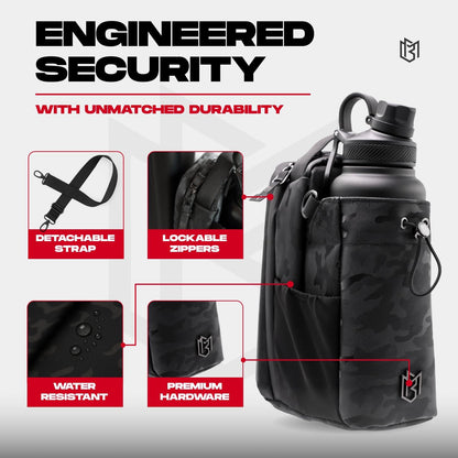 Magnetic Gym Bag for Men and Women – Sling Bottle with Magnetic Attachment | Water Bottle Holder, Gym Pouch, Crossbody Bag for Travel, Sports, Work, Fitness