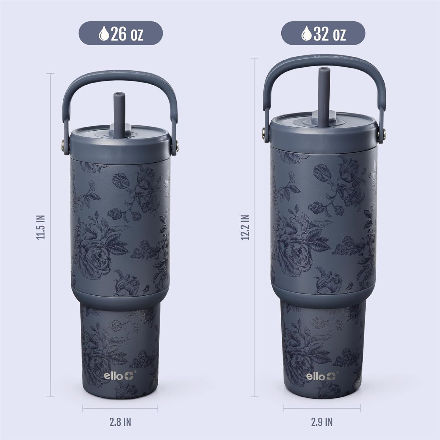 Ello Oasis Go+ 26oz Tumbler with Top Handle and Retracting Straw | Reusable Insulated Stainless Steel Cup, 100% Leakproof Water Bottle, 24 Hours Cold, Cup Holder Friendly For Travel | Wild Rasberry