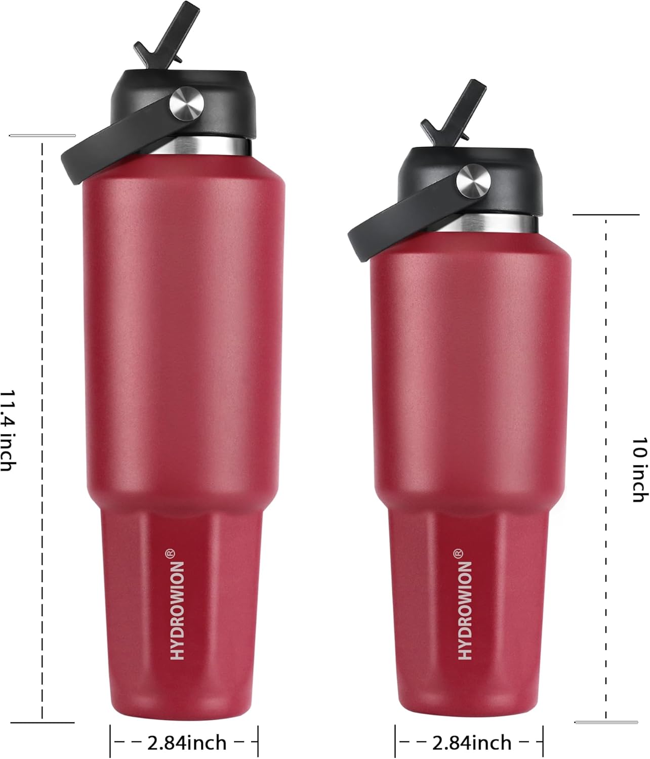 HYDROWION 32oz Stainless Steel Water Bottle(Cold for 48 Hrs, Hot for 24 Hrs),Double Wall Vacuum Insulated Water Bottle with Straw Lid, Spout Lid and Flex Cap, Fit in Any Car Cup Holder,Black