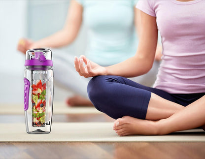 Fruit Infuser Water Bottle 32oz- Durable, Large - BPA Free Tritan, Flip Lid, Leak Proof Design - Sports, Camping