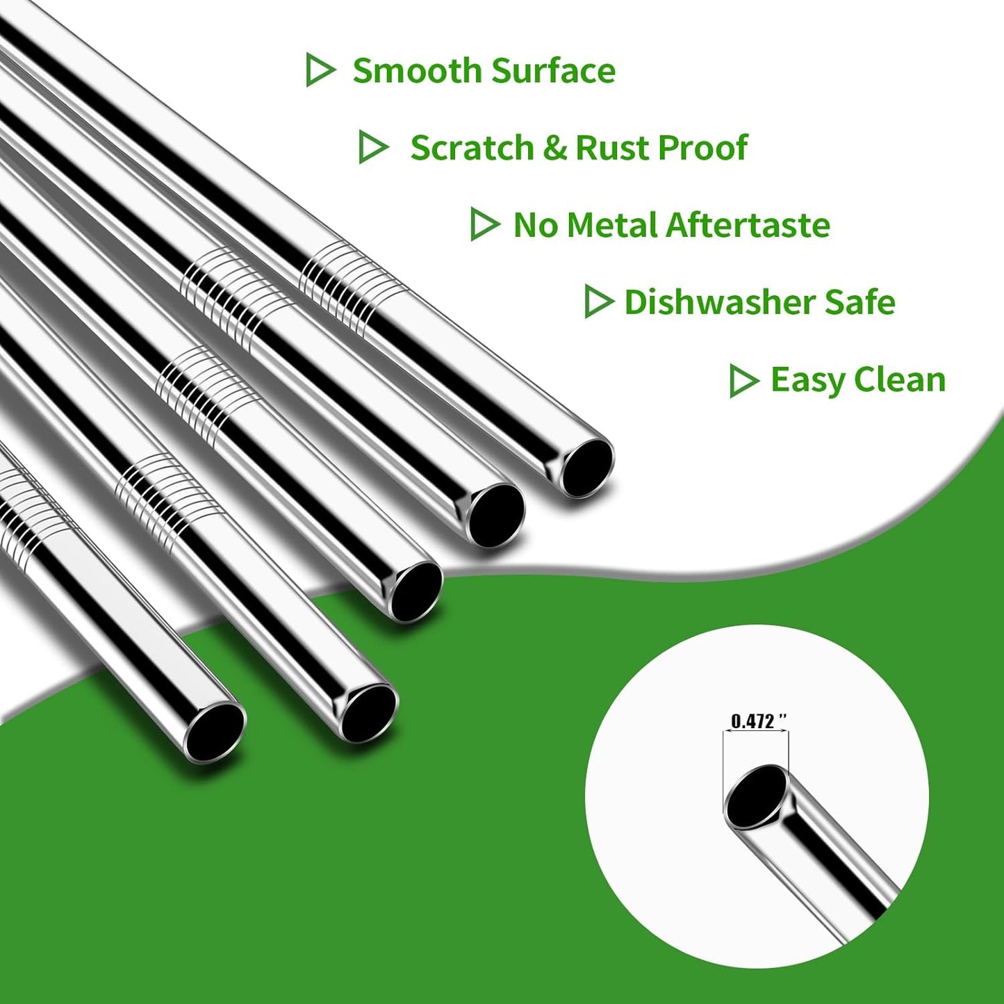 Lazycorner 16 Pcs Metal Straw Reusable 8.5" 10.5" 6mm Stainless Steel Straws for Tumblers 20oz-32oz, Rainbow Drinking Straws with Silicone Tips, 4 Straw Cleaner Brush, 1 Travel Case