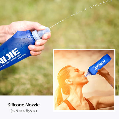 TRIWONDER Handheld Water Bottle for Running, Quick Grip Chill 17 oz Handheld Soft Water Bottle with Hand Strap Hydration Pack, BPA Sport Soft Flask (Blue)