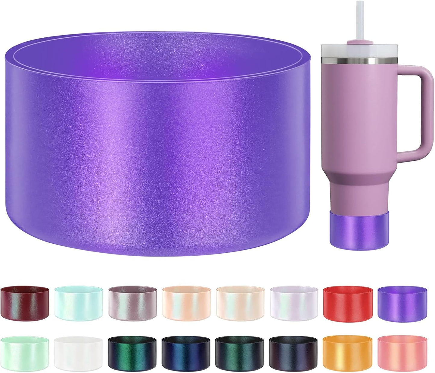 Glossy Gradient Silicone Boot, Compatible with Stanley H2.0 20-40oz & IceFlow 20-30oz, Chameleon Metallic Shimmer Cup Sleeve Protector for Hydroflask and Bottle Bottom with 2.8-3in