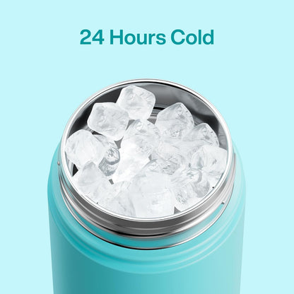 ENCOOL Insulated Water Bottle with Straw Stainless Steel Water Bottle, Leak-Proof, BPA-Free, Double Wall Vacuum Keeps Cold for 24 Hours for Sports, Travel, School (26 oz, Cotton Candy) - Colors B