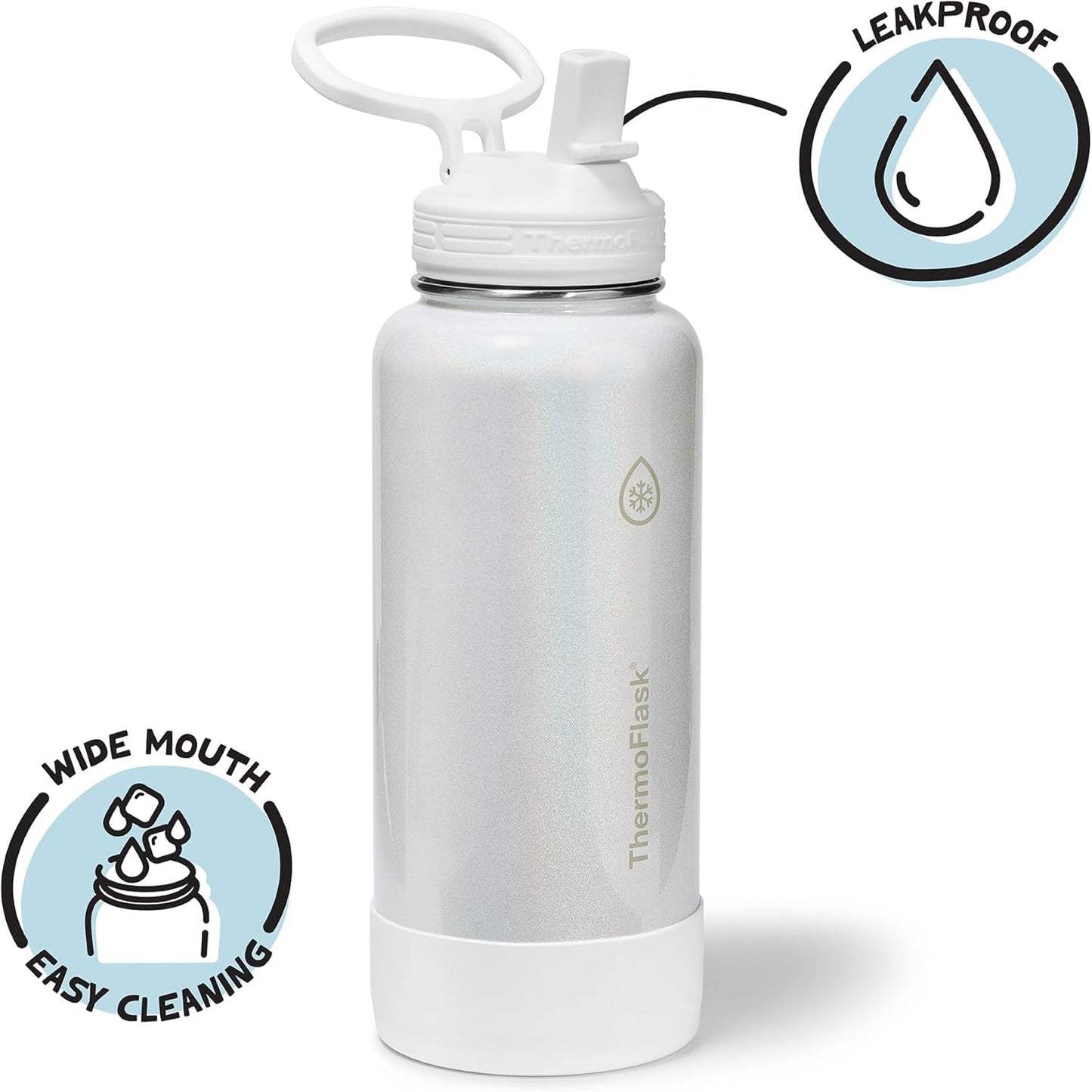 ThermoFlask Insulated Water Bottle with Spout Lid (24 oz, Lemonade Stand) - Leakproof, Stainless Steel Water Bottle for Cold & Hot Drinks, Travel & Daily Hydration
