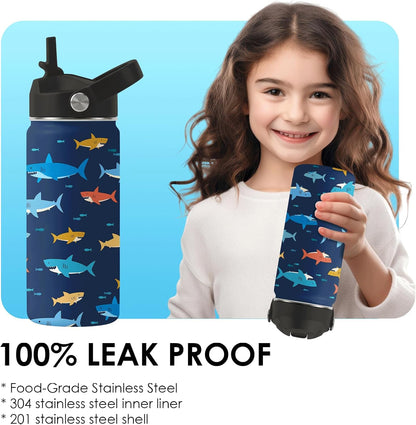 Strawberry Gifts for Kids - 16oz Pink Kids Water Bottle with Straw Lid, Stainless Steel Insulated Water Bottle, Leakproof, BPA-Free, for Girls, School, Strawberry Lover Children Birthday Gift Cup(1pc)