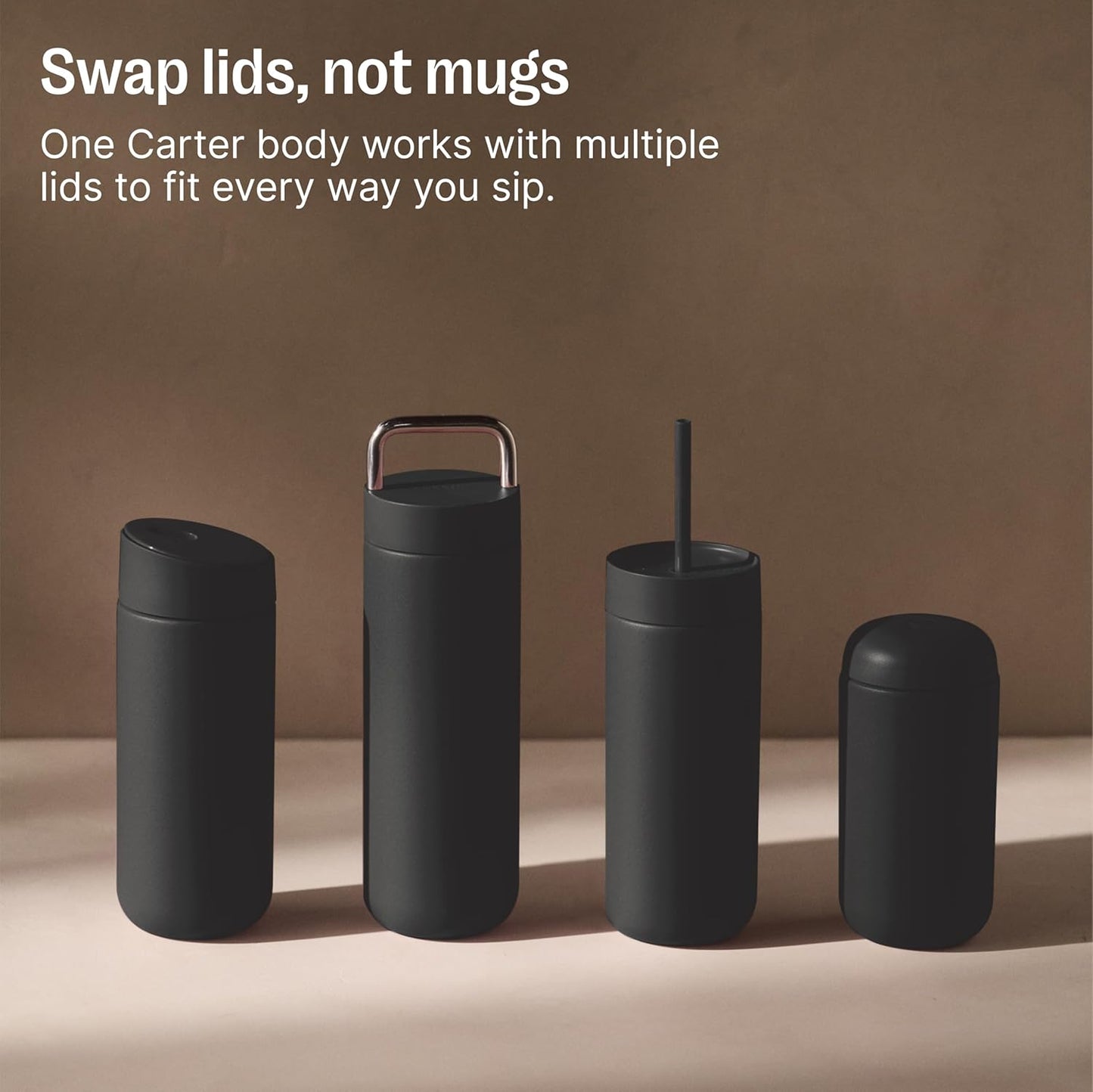Fellow 12 oz Carter Slide Travel Mug – One-Handed Slide Lid, Vacuum Insulated Stainless Steel Tumbler with Ceramic Interior for Hot and Cold Drinks, Leak-Proof and Dishwasher Safe, Hazy Blue