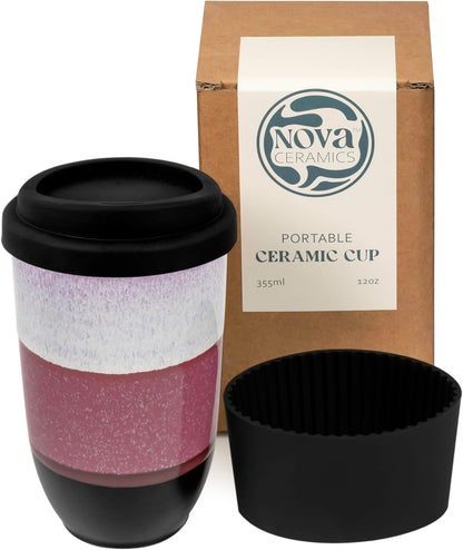 NOVA CERAMICS Coffee Tumbler – Travel Mug - On the Go Coffee Mug – Microwave & Dishwasher Safe Green Coffee Tumbler - Gifts For Women Men Him Her – 16oz – Monsoon