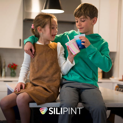 Silipint 8oz Silicone Tumbler with Straw and Lid – Unbreakable, BPA Free, Non-Toxic, Dishwasher, Microwave, Freezer Safe Tumbler Cup – Drinkware for Juice, Smoothies, Coffee (Cool Berry Crush)