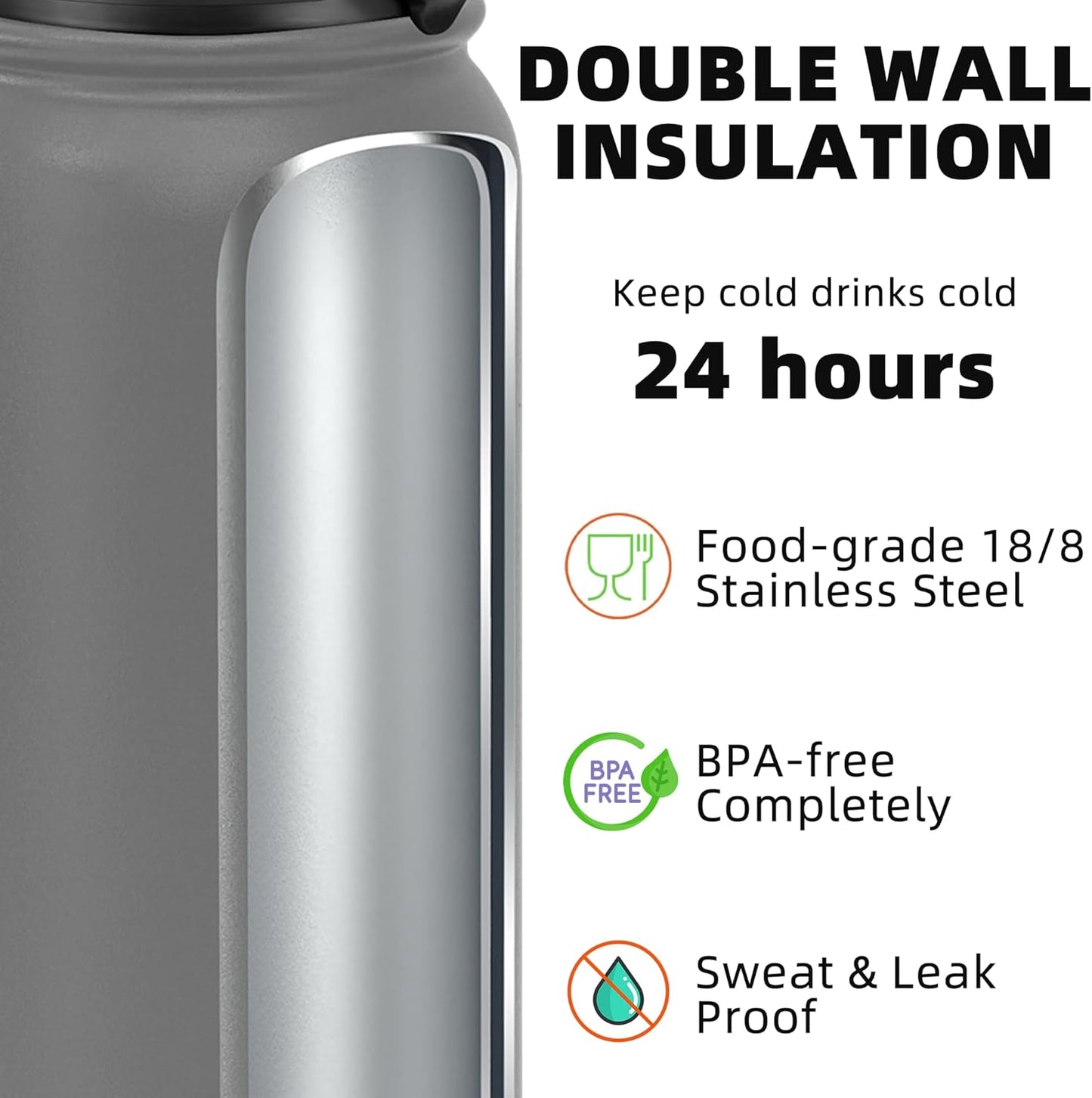 Fanhaw 20 oz Insulated Stainless Steel Water Bottle with Anti-Dust Chug Lid, Leakproof Vacuum Metal Everyday Use Bottle for Kids, Teens & Adults, Back to School Essentials (Green Blue)