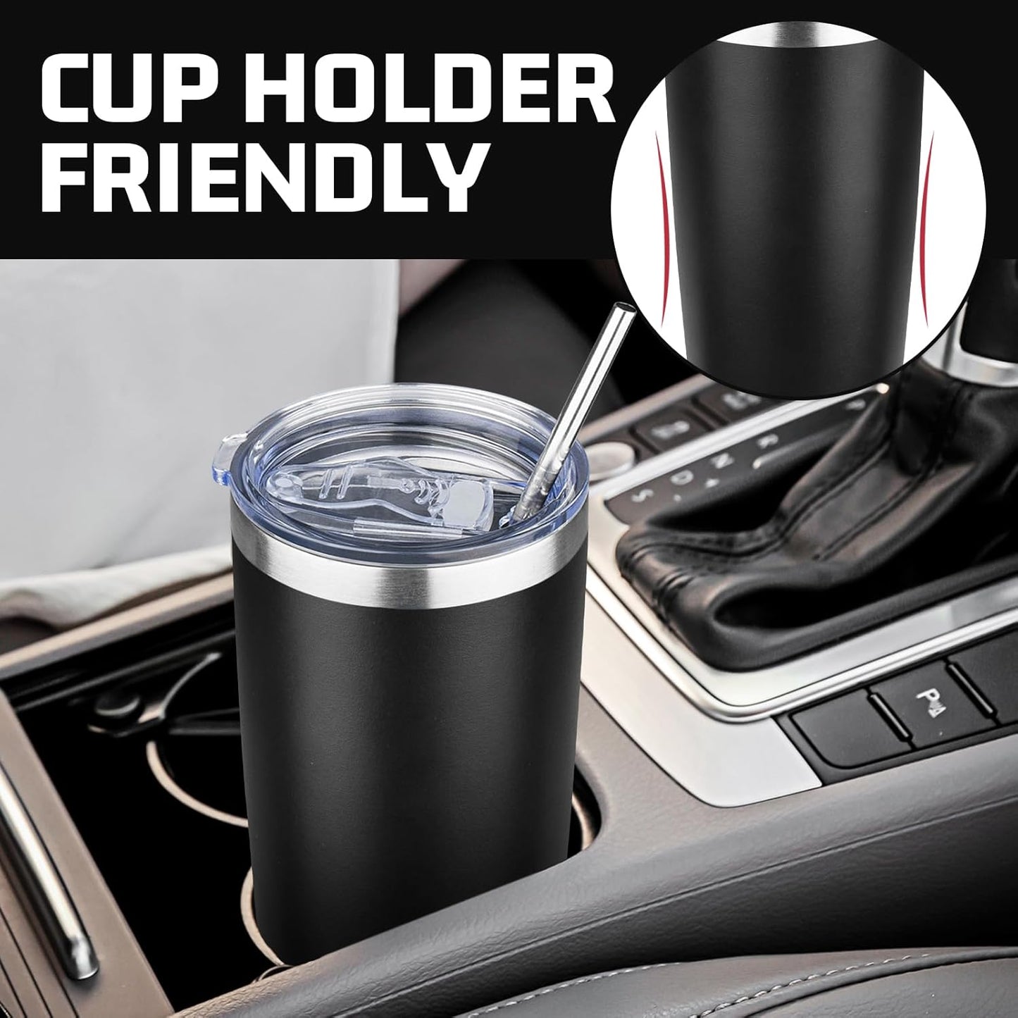 20 oz Tumbler with Lids and Straws, Stainless Steel Insulated Travel Coffee Mug, Double Wall Vacuum Insulated Tumblers, Powder Coated Coffee Tumbler for Cold & Hot Drinks (Light Purple)